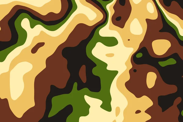 Camouflage Military Abstract Background Woodland Pattern Modern Wavy Spots Khaki — Stock Vector