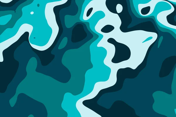 Navy Blue Camo Militärischen Hintergrund Abstraktes Flüssiges Tarnmuster Flache Flüssige — Stockvektor