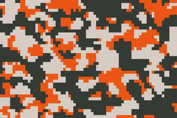 Militär Och Armé Pixel Kamouflage Mönster Bruna Och Orange Färger — Stock vektor