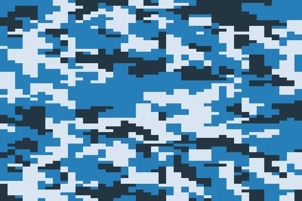 Pixelerad Militär Marin Kamouflage Mönster Konsistens Abstrakt Digital Pixel Bit — Stock vektor