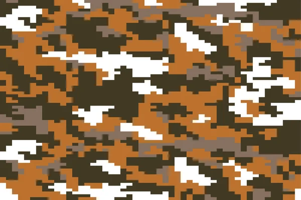 Abstract Brown Orange Camouflage Pattern Modern Pixel Camo Texture Army — Stock Vector