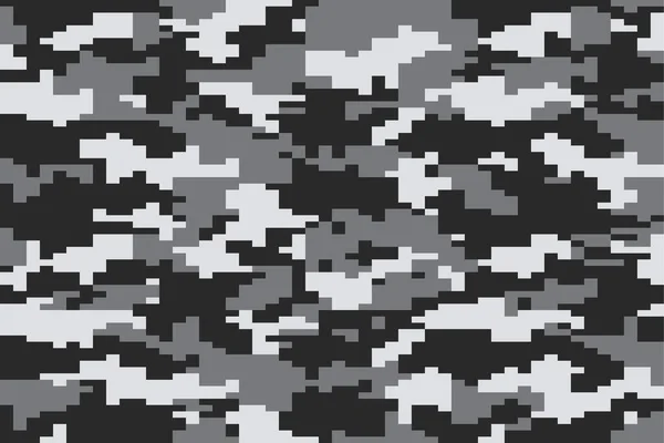 Black Grey White Camouflage Pattern Trendy Style Pixel Camo Background — Stock Vector