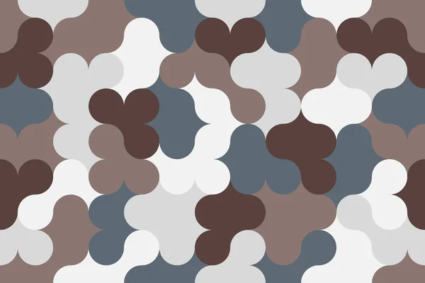 Brown Grey Mosaic Seamless Pattern Retro Fun Composition Geometric Repeat — Stock Vector