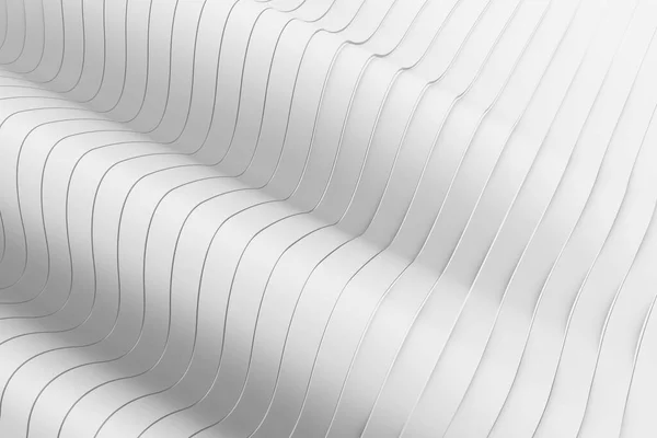 柔らかい光で白い帯の表面を変形 ミニマルなスタイルの現代的な背景 3Dレンダリング図 — ストック写真