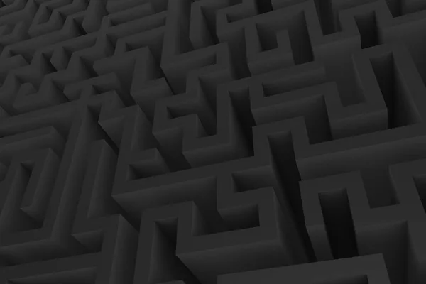 Zwarte Doolhof Complexe Manier Uitgang Illustratie Vinden Abstract Driedimensionaal Labyrint — Stockfoto