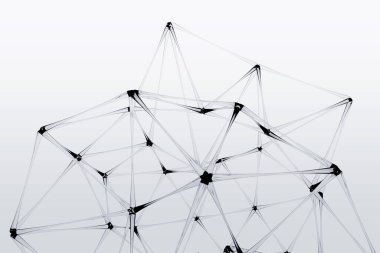 Soyut bilim ve teknoloji şeffaf geometrik küre arkaplanı. Camsı sıvı pleksus yapısı 3D illüstrasyon