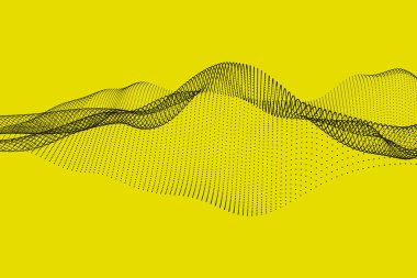 Dinamik dalga parçacıkları 3 boyutlu illüstrasyon. Büyük veri tekno tasarım kavramı