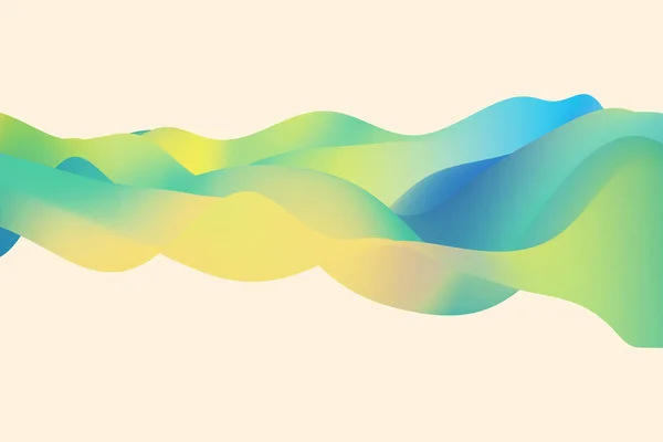 潮流的液体波背景 黄色和蓝色波浪状流体梯度3D背景 — 图库照片