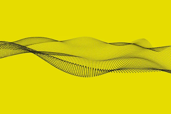 Abstract Smooth Particle Wave Yellow Background Tech Futuristic Render — Stock Photo, Image
