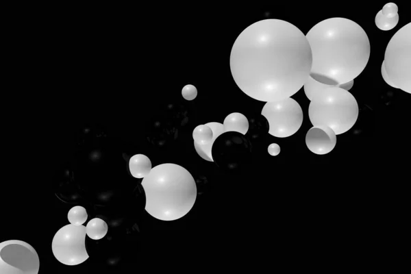 黒と白のランダムボールの背景デザイン 概要3Dレンダリング図 — ストック写真
