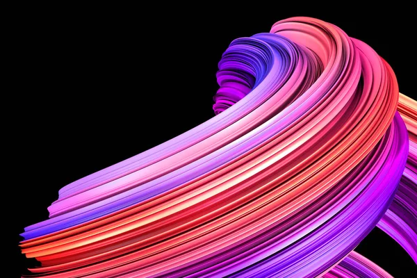 紫外線の鮮やかなグラデーションの色 フェスティバルラッピングツイスト形状 3Dレンダリング Generative Art Background — ストック写真