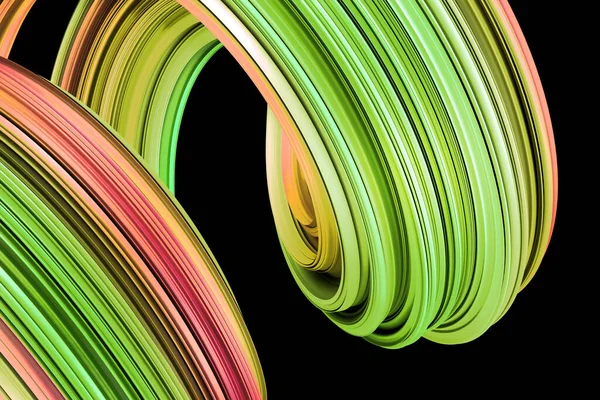 Абстрактно Зеленый Мазок Кисти Иллюстрация Цветной Вихревой Объект Черном Фоне — стоковое фото
