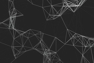 Soyut trend pleksus çizgileri resimleme arkaplanı 3D çizim illüstrasyonu. Dijital teknoloji fütüristik geometrik desen tasarım dokuları