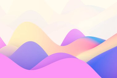 Soyut dinamik bükülmüş dalga arkaplanı. Moda neon eğimli dalgalı yüzey 3D illüstrasyon