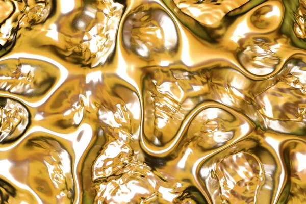 Guld Vågig Flytande Lavagradient Slät Rik Bakgrund Abstrakt Dyr Metall — Stockfoto