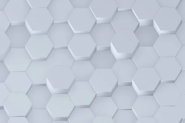 Fundo Abstrato Hexagonal Isométrico Branco Forma Favo Mel Movendo Para — Fotografia de Stock