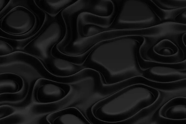 Abstract Wave Folds Surface Black Background Digital Minimalist Wavy Illustration — Stock Photo, Image