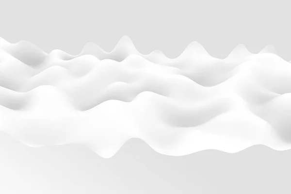 Fundo Onda Gradiente Branco Cinza Macio Abstrato Ondulado Pano Renderização — Fotografia de Stock