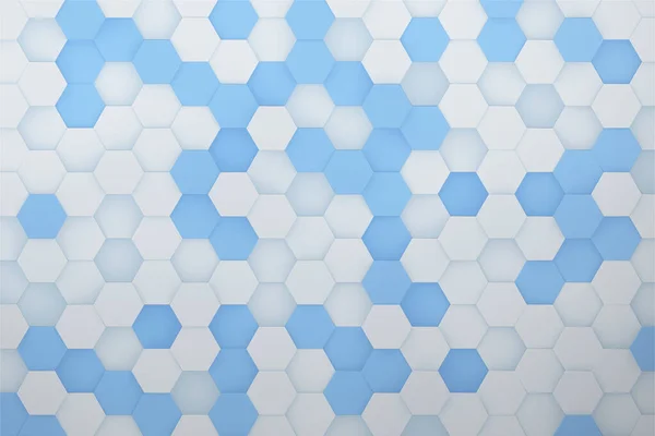Abstract Witte Blauwe Zeshoekige Achtergrond Technologie Illustratie — Stockfoto