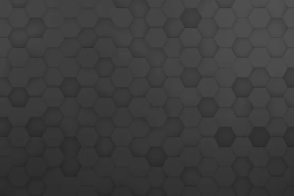 Abstrakcyjny Monochromatyczny Czarny Geometryczny Wzór Tła Chaotyczna Heksagonalna Powierzchnia Wielokątów — Zdjęcie stockowe