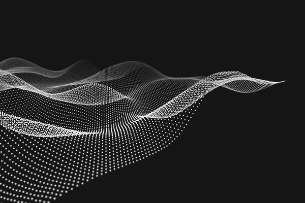 動的放出された白い粒子の背景と配列 要旨未来的ぼやけた3Dイラスト — ストック写真