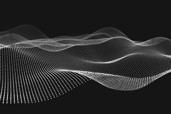 最小限の未来的な粒子背景 要旨滑らかな技術ぼやけた波3Dイラスト — ストック写真