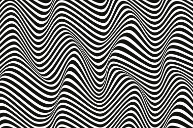 Siyah beyaz dalga arka planı. Tarz dinamik çizgili yüzey. Soyut düz girdap deseni dokusu