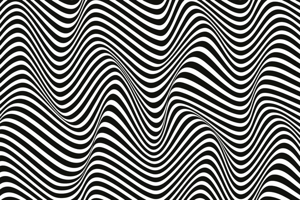 黑白波背景 时尚的动态条纹表面 抽象光滑涡旋图案纹理 — 图库矢量图片