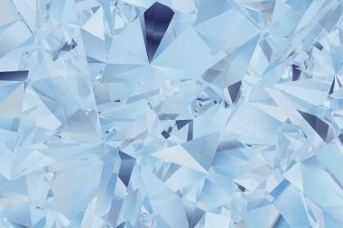 Soyut yansımanın geometrik arkaplanının açık mavi 3d görüntülenmesi kırık camlar iniş sayfası, kart, kumaş baskısı, davetiye ve sunum için kaleydoskop desen tasarımına benzer.