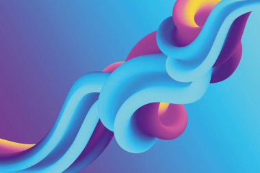 Renkli fütüristik sıvı gradyan arkaplan. Mor ve mavi akışkan eğri şekil çizimi