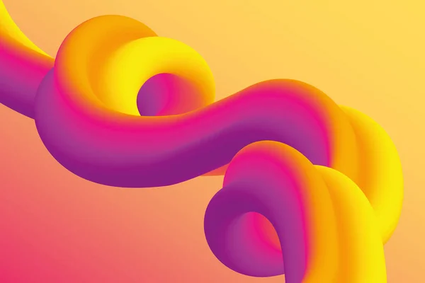 ダイナミックピンクと黄色のグラデーションの背景 抽象的な液体イラスト 傾斜曲線3D組成 — ストックベクタ