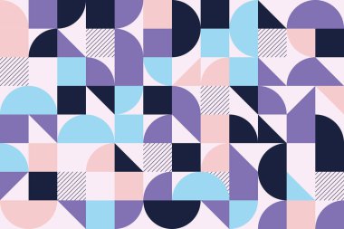 Dekoratif süslemesiz desenli kompozisyon. Soyut düz geometrik şekiller arkaplan illüstrasyonu