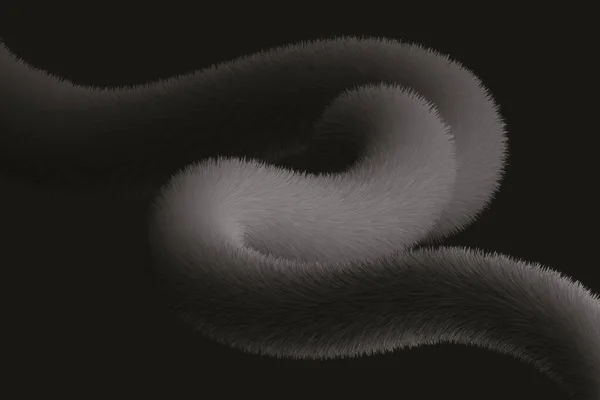Zarte Haarige Schwarze Flüssige Form Hintergrund Flauschig Abstrakte Verdrehte Linienillustration — Stockvektor