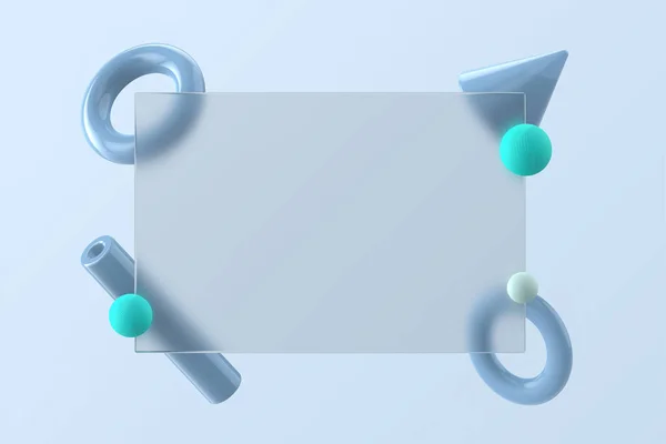 ドーナツ コーン シリンダー ボールなどの幾何学的形状構成 3Dイラスト背景 — ストック写真