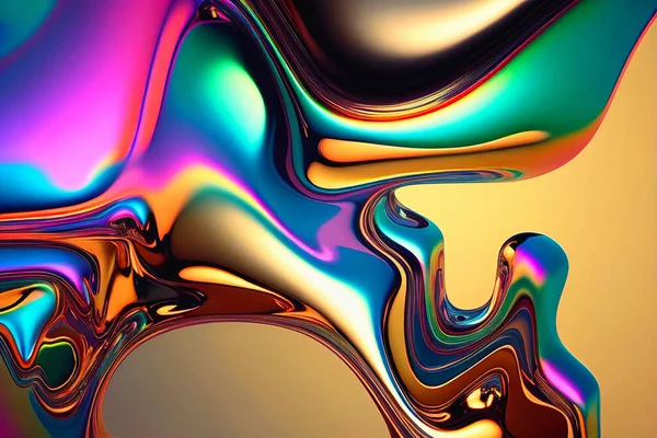 Schillerndes Holographisches Hintergrunddesign Mit Flüssigem Farbverlauf Und Goldeffekt Abstrakte Regenbogenflüssigkeit — Stockfoto