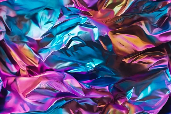 Abstraktes Holografisches Zerknülltes Foliendesign Mit Nahtloser Textur Für Modische Inneneinrichtung — Stockfoto