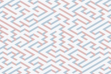 Minimalist pastel sonsuz labirent vektörü 3d arkaplan çizimi. Şeffaf ses dokusuna sahip benzer labirent deseni