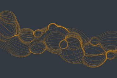 Gelecekteki sanat projeleri için siyah arka planda fütürist kabarcıklar