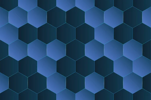 Abstract Vista Superior Azul Escuro Holográfico Gradiente Honeycomb Mosaico Fundo —  Vetores de Stock