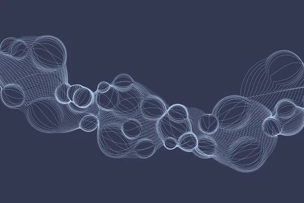 Particules Mode Boules Ondulées Mouvement Fond Numérique Illustration Vectorielle Dynamique — Image vectorielle