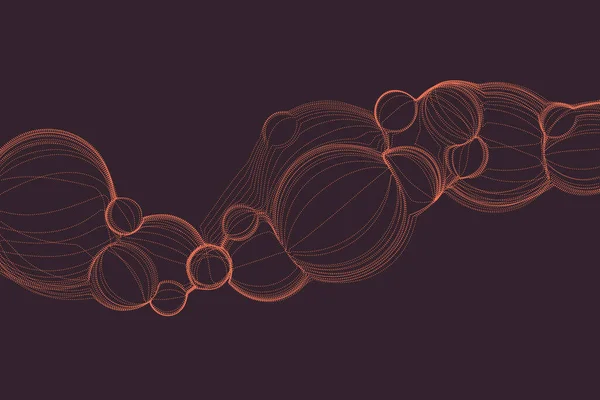 未来主义气泡颗粒在棕色背景上流动 科学和技术说明摘要 — 图库矢量图片