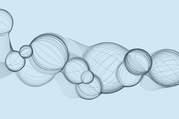 Wireframe Bubbla Våg Bakgrund Tekniken Och Futuristisk Stil — Stock vektor