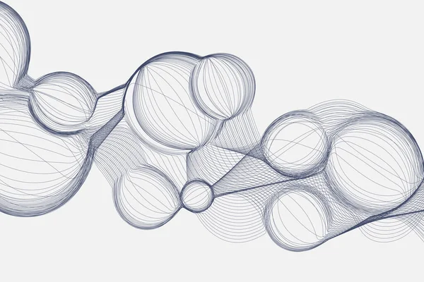 Fondo Minimalista Blanco Forma Burbuja Del Wireframe Estilo Tecnológico Futurista — Archivo Imágenes Vectoriales