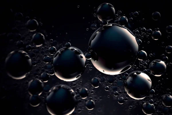 摘要不规则水下气泡三维图解 抽象的装饰深色背景 — 图库照片