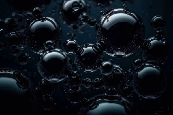 在黑色背景上动态的水下气泡成分 摘要三说明 — 图库照片