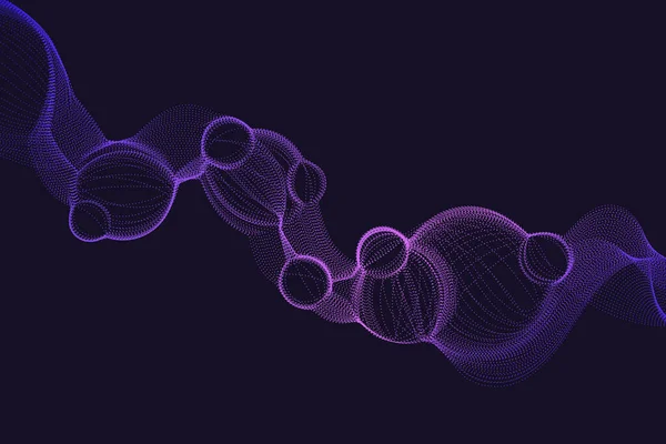 Голографический Фиолетовый Градиент Волны Пузырьковых Частиц Черном Фоне — стоковый вектор