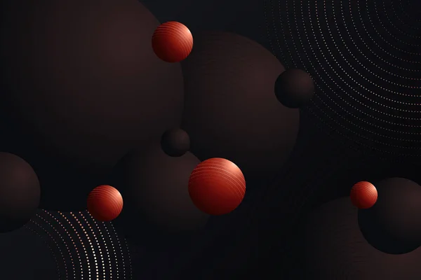 Елегантна Ілюстрація Руху Елементами Чорно Червоних Кульок Кола Декоративний Фон — стоковий вектор