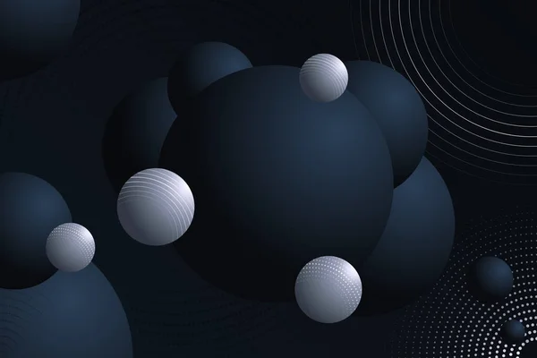 暗い背景に銀の要素を持つディスコブラックボリューム球 — ストックベクタ