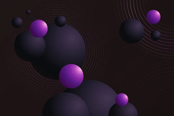 Violetta Disco Bollar Komposition Design Bakgrund Lila Volym Sfär Med — Stock vektor