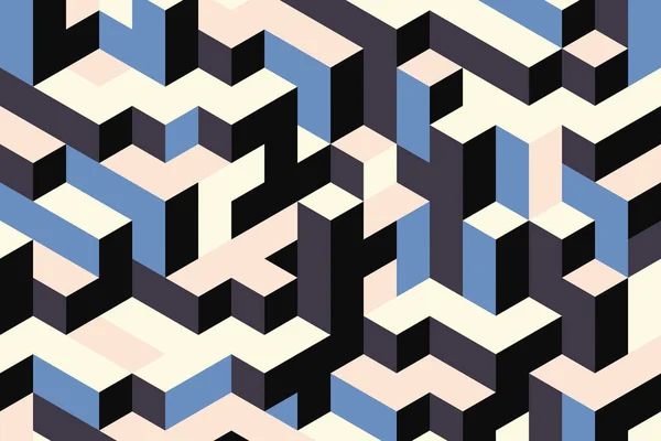 Isometric Brick Figures Pattern Background Abstract Geometric Mosaic Illustration — Stock Vector